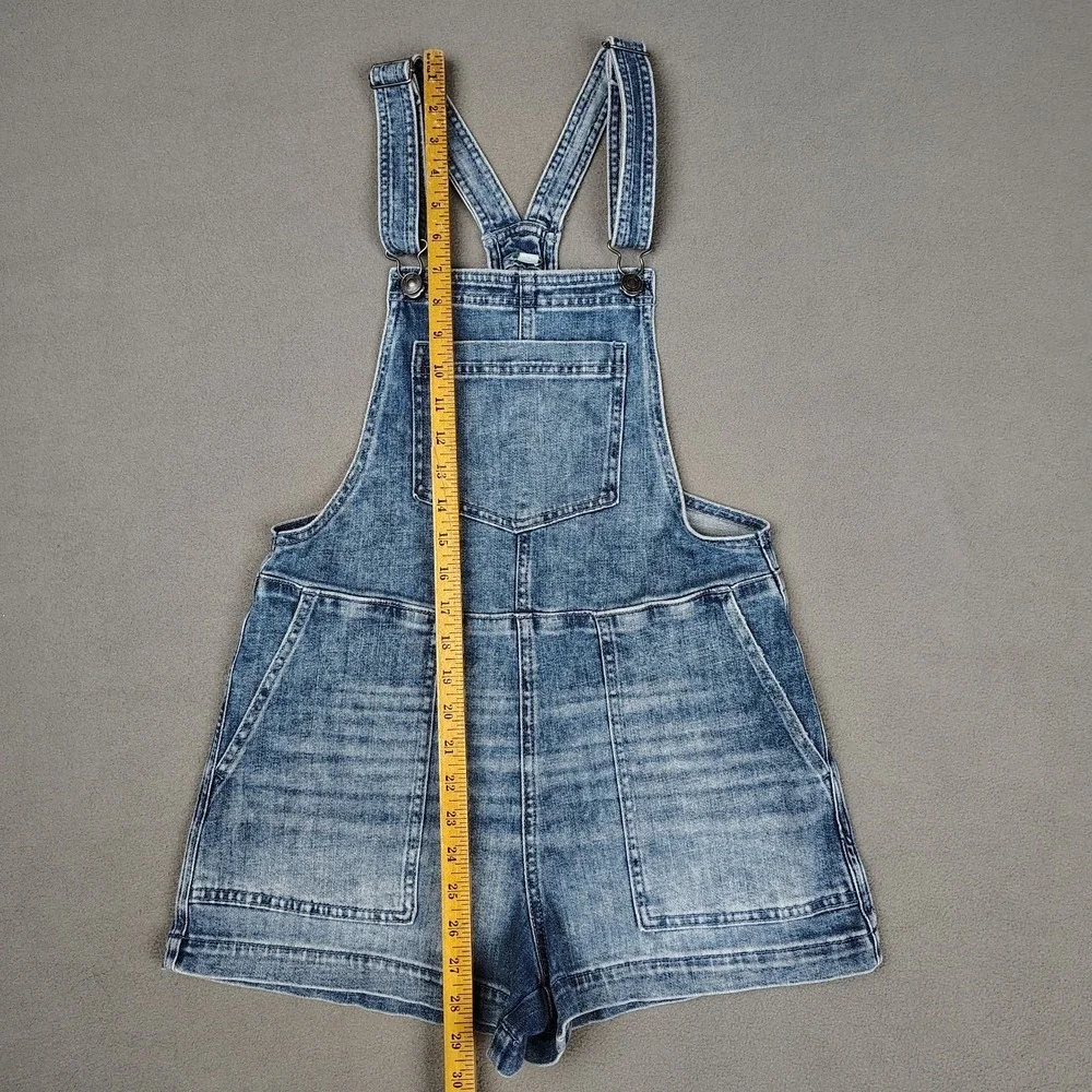 Aerie Denim Overall Shorts Women XS Blue Cuffed‎ Hem Casual Festival Preppy EC